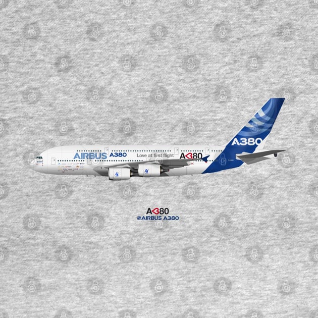 Illustration of Airbus A380 "Love at First Flight" by SteveHClark